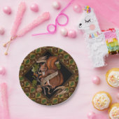 AcornとOak Leafチェッカーボードパターン ペーパープレート (パーティー)