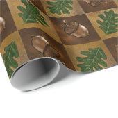 AcornとOak Leafチェッカーボードパターン ラッピングペーパー (ロールコーナー)