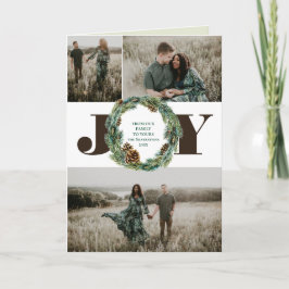 Acornリース3写真クリスマスホリデーフォールディングカード 招待状