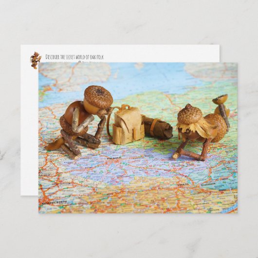 Acorn小人が旅行を計画している ポストカード (正面/裏面)
