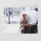 Acorn小妖精や小人とコーヒー – 冬のはがき ポストカード (正面)