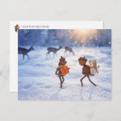 Acorn小妖精や小人与えの贈り物 – クリスマス ポストカード (正面/裏面)