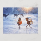 Acorn小妖精や小人与えの贈り物 – クリスマス ポストカード (正面)