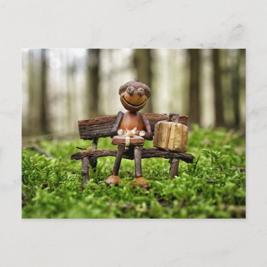 Acorn elf resting in the forest - birthday card  ポストカード (正面)