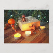 Acorn elves unpacking Christmas gift box ポストカード (正面)