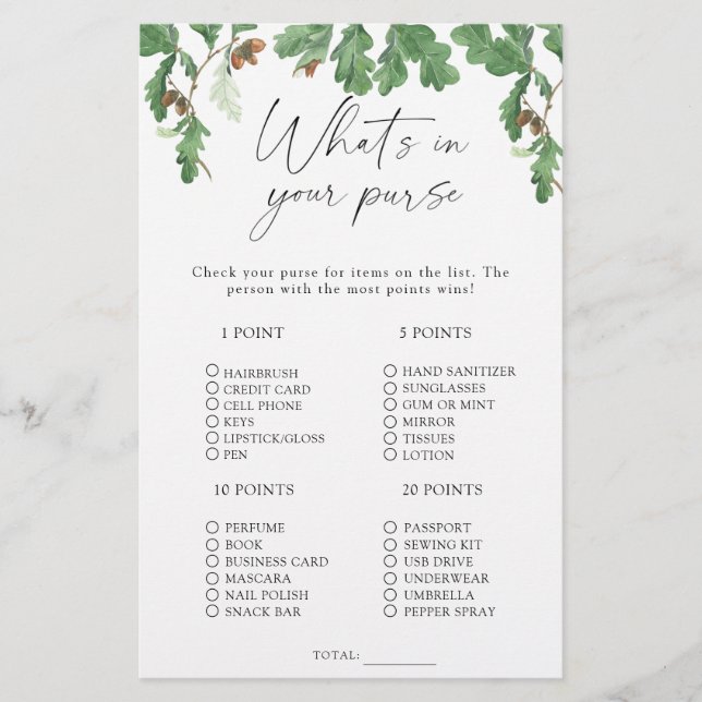 Acorn tree – 財布ゲームの内容 (正面)