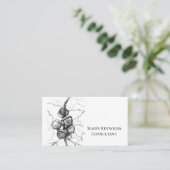 Acorns Fall Leaves Botanical Ink Drawing 名刺 (スタンド正面)