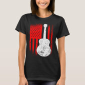 Acoustic Guitar American Flag Guitarist Tシャツ (正面)