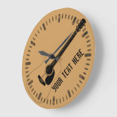 Acoustic Guitar And Your Own Text ラージ壁時計 (傾斜)