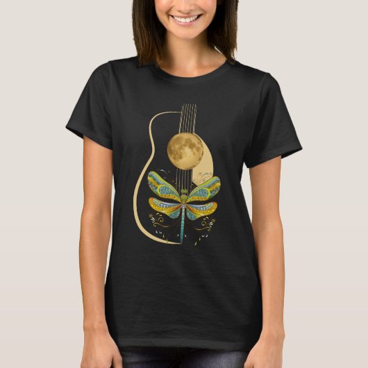 Acoustic Guitar Artistic Dragonfly Music Tシャツ (正面)