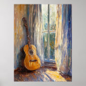 Acoustic Guitar by Sunlit Window - Impressionist ポスター (正面)