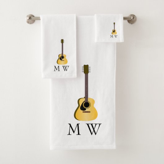 Acoustic Guitar Design Monogrammed バスタオルセット (インサイチュ)