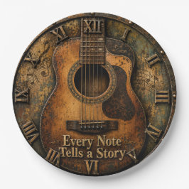 Acoustic Guitar Every Note Tells a Story Vintage ペーパープレート