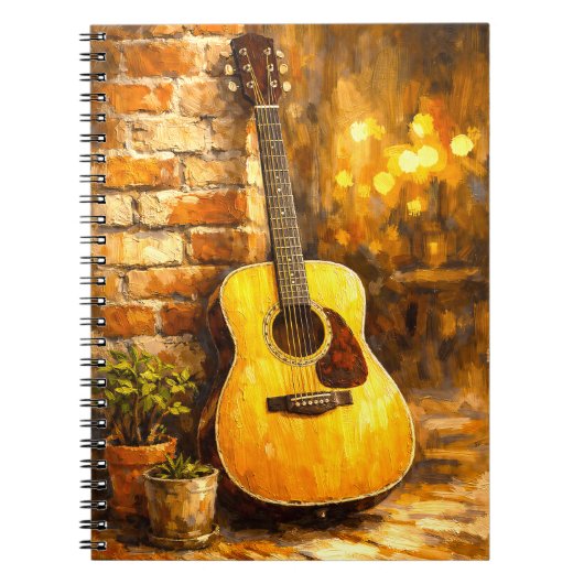 Acoustic Guitar Oil Painting Notebook ノートブック (正面)