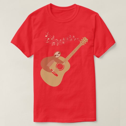 Acoustic Guitar Sloth Hug52 Tシャツ (デザイン正面)