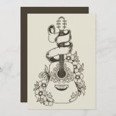 Acoustic Guitar With Flower Ornament 招待状 (正面/裏面)
