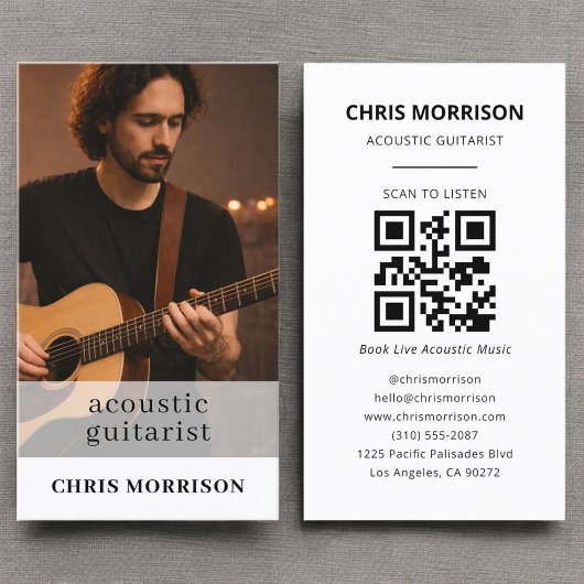 Acoustic Guitarist Musician QR Code Photo 名刺
