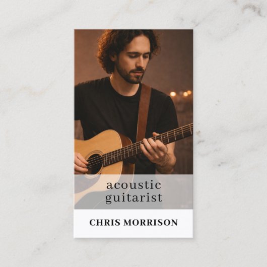 Acoustic Guitarist Musician QR Code Photo 名刺 (正面)