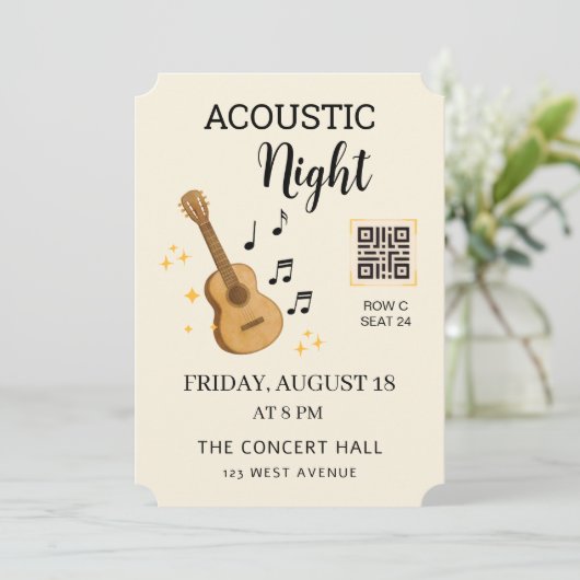 Acoustic Music Event Ticket Pass with QR Code 招待状 (スタンド正面)