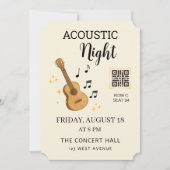 Acoustic Music Event Ticket Pass with QR Code 招待状 (正面)