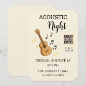 Acoustic Music Event Ticket Pass with QR Code 招待状 (正面/裏面)