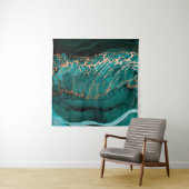 Acril Fluid Art.濃い緑の波(抽象芸術OC) タペストリー (インサイチュ(横))