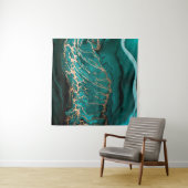 Acril Fluid Art.濃い緑の波(抽象芸術OC) タペストリー (インサイチュ)