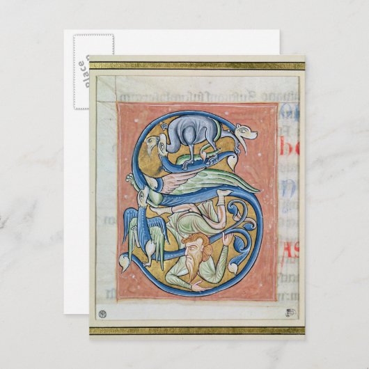 Acrobatを描いた履歴イニシャルの'S' ポストカード (正面/裏面)