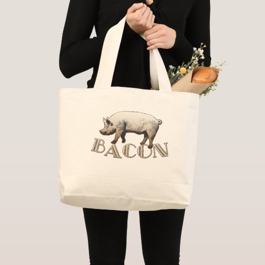 Acrobat BACON Pig ラージトートバッグ (正面(商品))