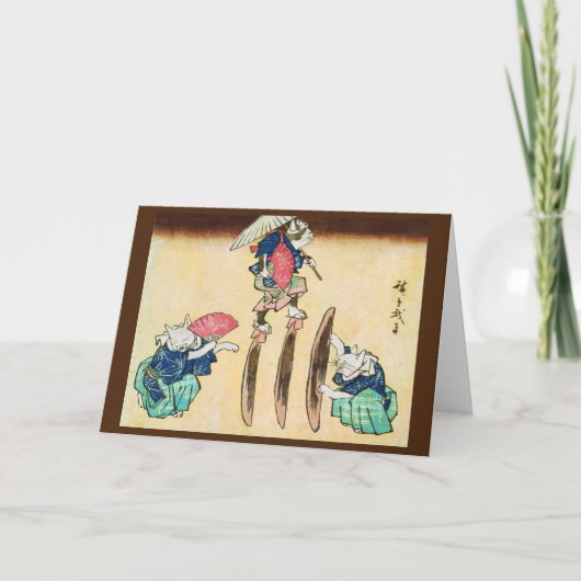Acrobat Cat、広重、浮世絵 カード (正面)