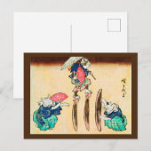 Acrobat Cat、広重、浮世絵 ポストカード (正面/裏面)