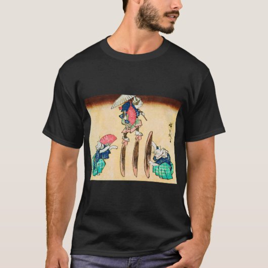 Acrobat Cat、広重、浮世絵 Tシャツ (正面)