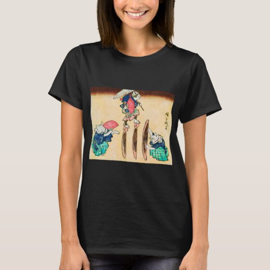 Acrobat Cat、広重、浮世絵 Tシャツ (正面)