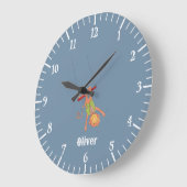 Acrobat Monkey Kid Blue Wall Clock ラージ壁時計 (傾斜)