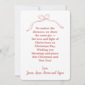 Across the Miles – Faith Inspired Christmas Card シーズンカード (裏面)