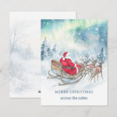 Across the Miles Santa Reindeers Sleigh Christmas シーズンカード (正面/裏面)