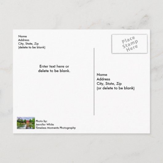 Across War Eagle Creek Waterfallはがき ポストカード (裏面)