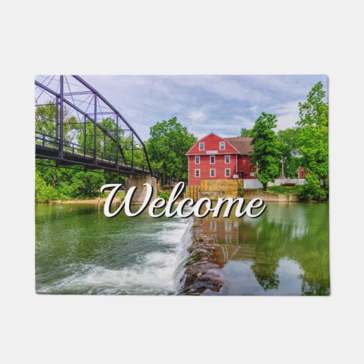Across War Eagle Creek Waterfall Doormat ドアマット (正面)
