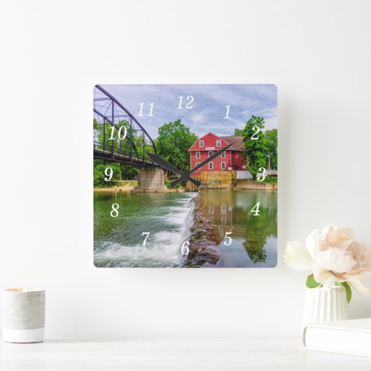 Across War Eagle Creek Waterfall Wall Clok スクエア壁時計 (ホーム)