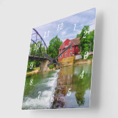 Across War Eagle Creek Waterfall Wall Clok スクエア壁時計 (傾斜)