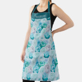 Acryl Rosen in Blau Türkis Farben  エプロン (インサイチュ)