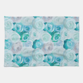 Acryl Rosen in Blau Türkis Farben  キッチンタオル (横)