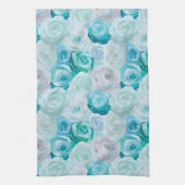 Acryl Rosen in Blau Türkis Farben  キッチンタオル (縦)