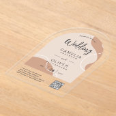 ACRYLIC'結婚's Earth Tones抽象芸術QRコードRSVP アクリル招待状 (レイダウン)