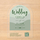 ACRYLIC'結婚's Olive Green QR Code RSVP Website アクリル招待状 (正面)