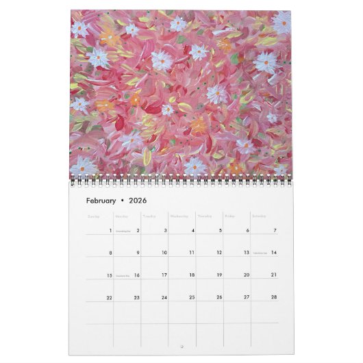 Acrylic Artwork Wall Calendar カレンダー (2月 2026)