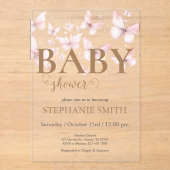 Acrylic baby shower pink butterflies invitation アクリル招待状 (正面)