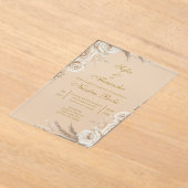 Acrylic Beige Boho floral Spanish Wedding アクリル招待状 (レイダウン)