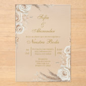 Acrylic Beige Boho floral Spanish Wedding アクリル招待状 (正面)