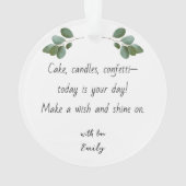 Acrylic Birthday Ornament with Photo & Message オーナメント (裏面)
